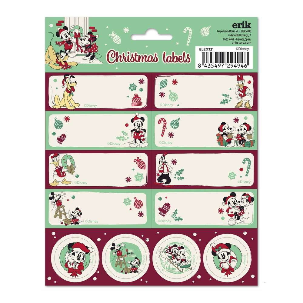Grupo Erik Disney Mickey Mouse - Christmas SelfAdhesive Labels Étiquettes adhésives - Multicolore